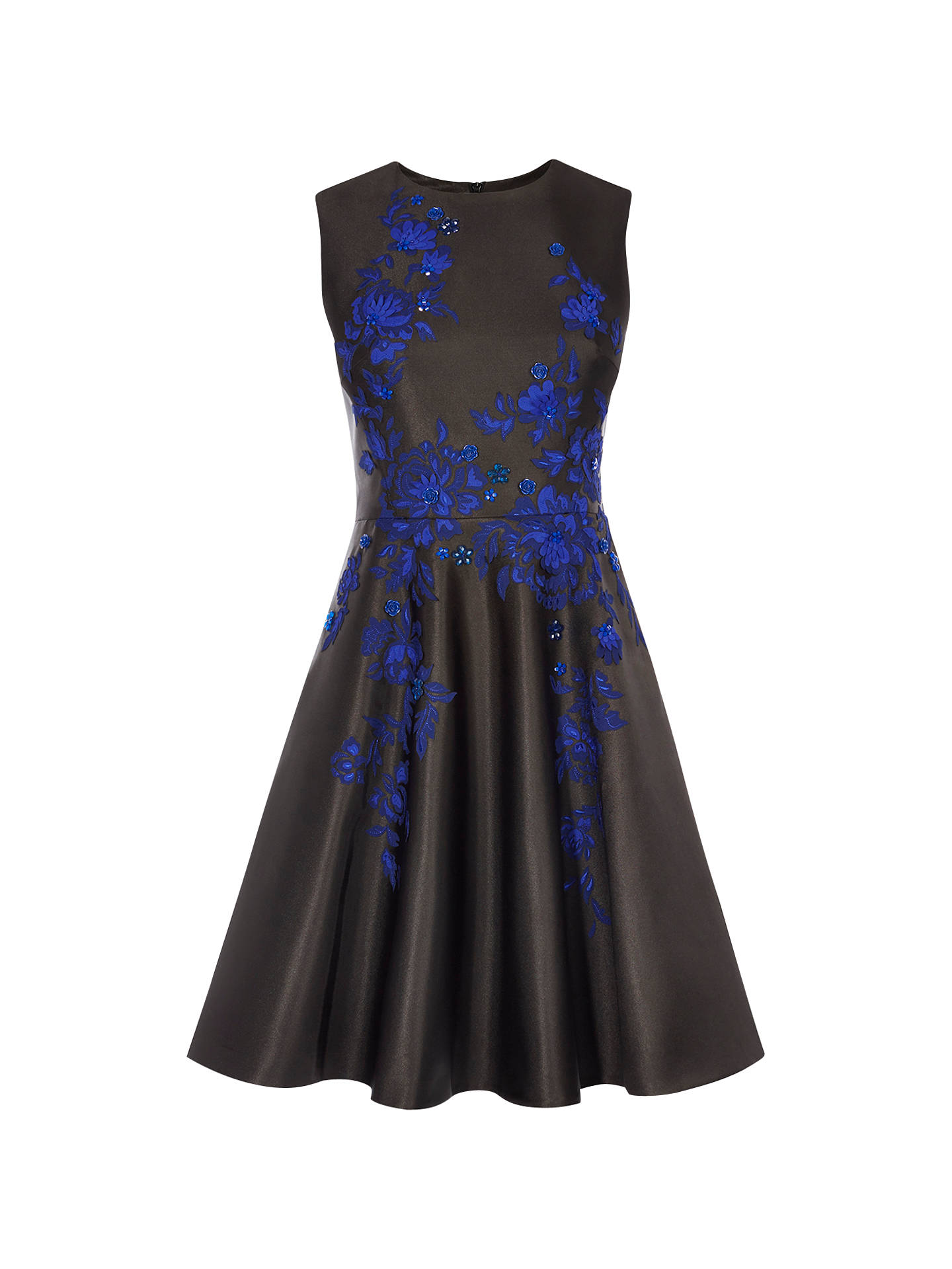 Karen Millen Applique Floral Dress, Black/Multi at John Lewis & Partners