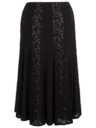 Chesca Lace And Jersey Panel Skirt, Black