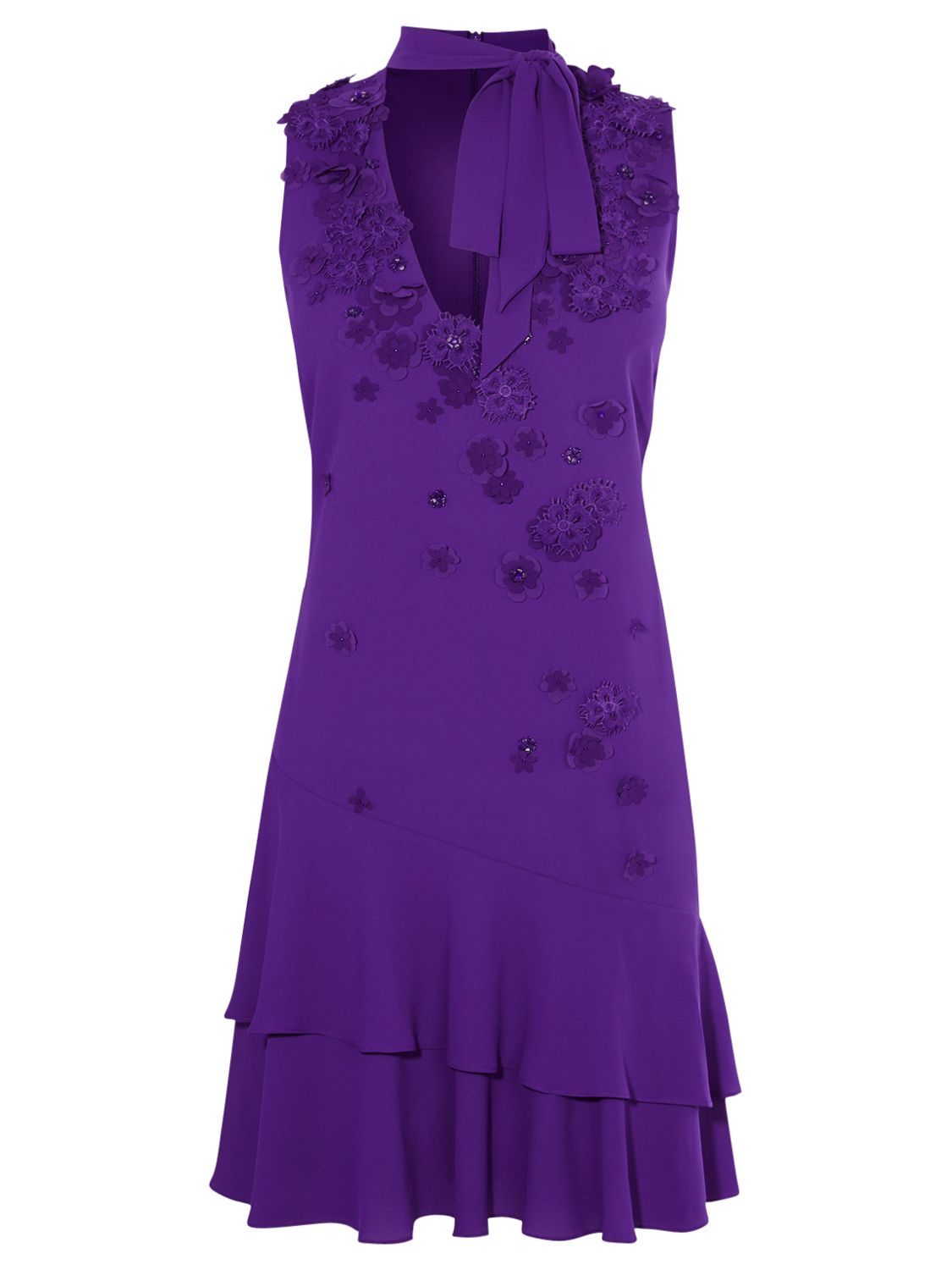 Karen Millen Fluid Floral Tech Dress, Purple