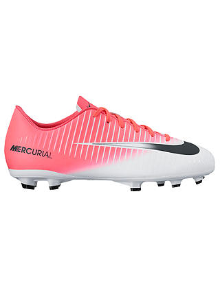 Nike Children's Mercurial Vapor Lace Football Boots, Pink/White
