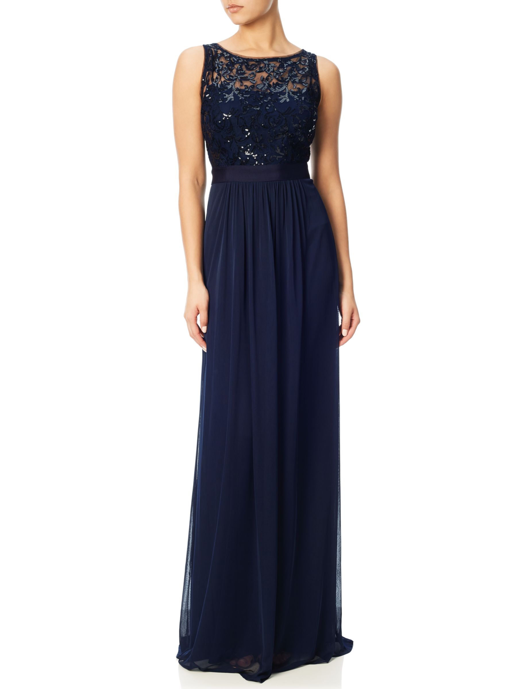 Adrianna Papell Sequin Mesh Stretch Tulle Gown, Midnight at John Lewis ...