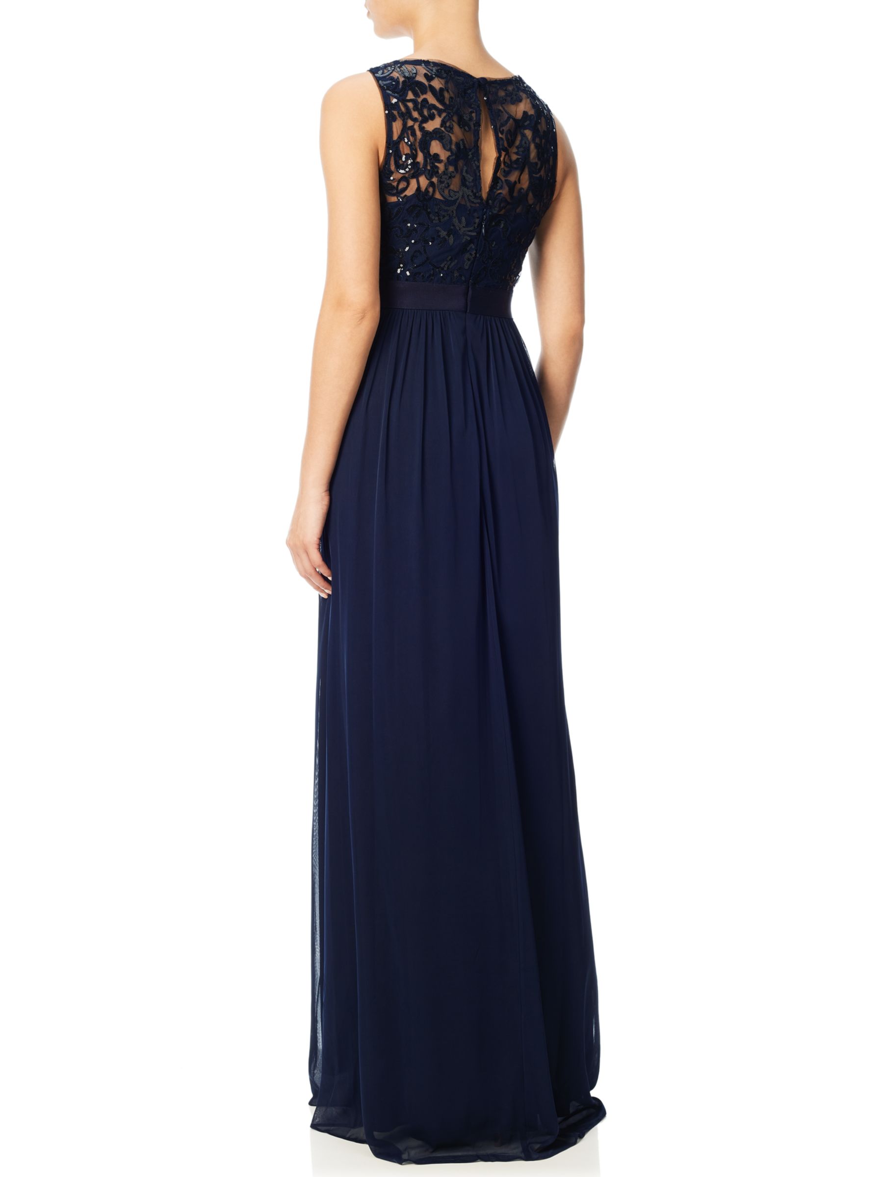 Buy Adrianna Papell Sequin Mesh Stretch Tulle Gown, Midnight | John Lewis