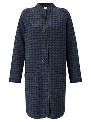 East Checked Hooded Knitted Coat, Multi