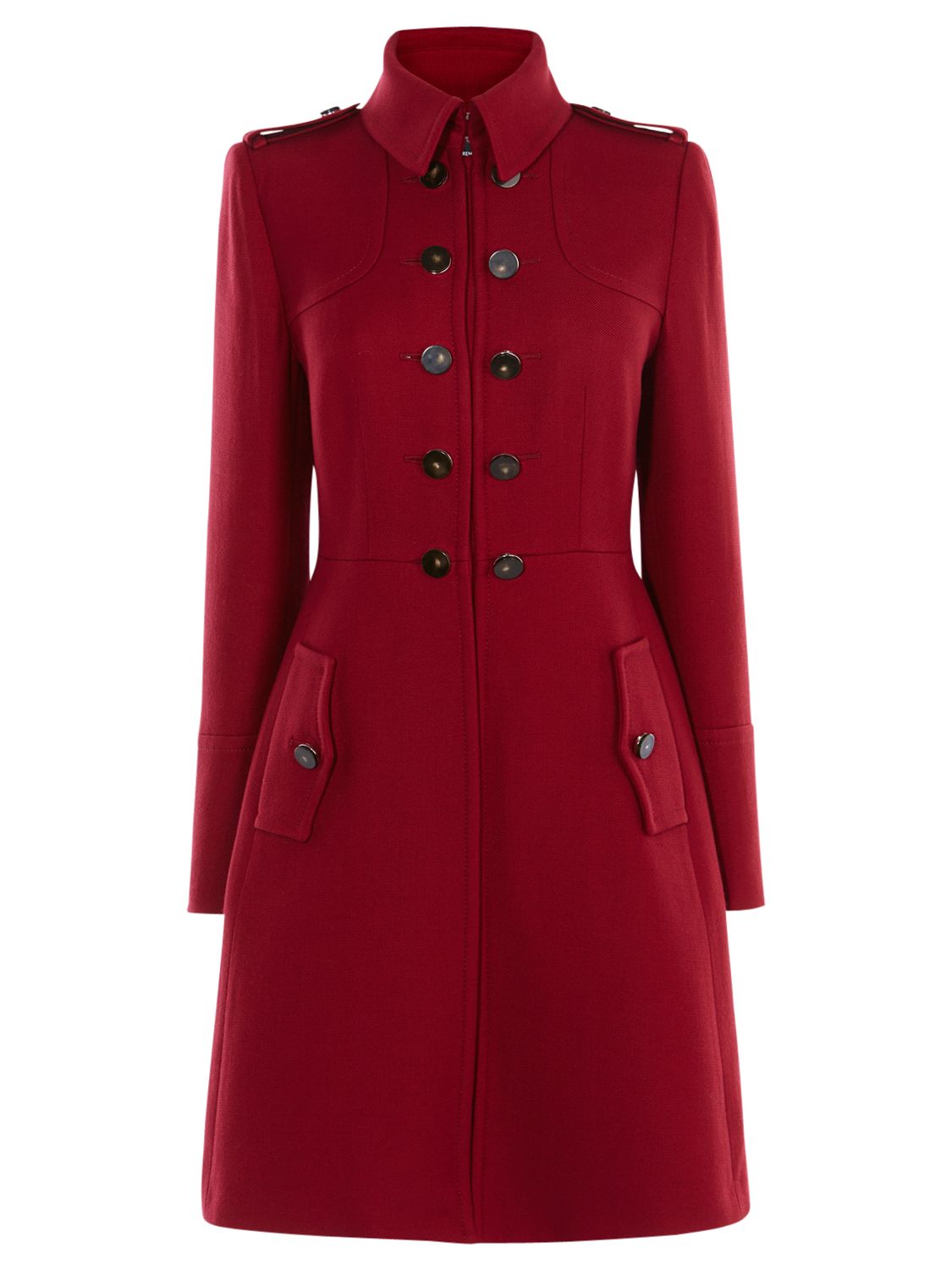 Karen Millen Military Coat, Red at John Lewis & Partners