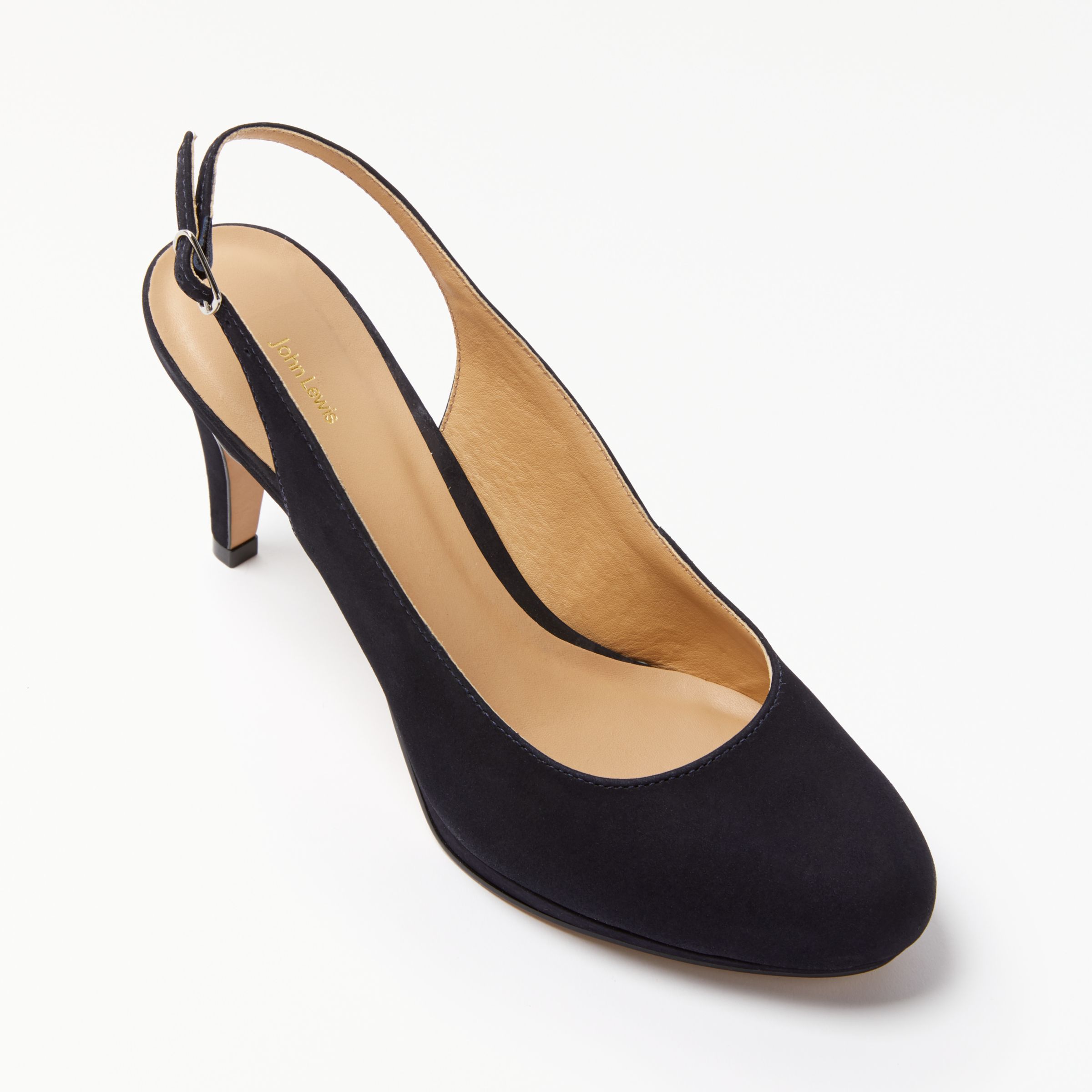 John Lewis & Partners Carly Slingback Court Shoes, Navy Suede at John ...