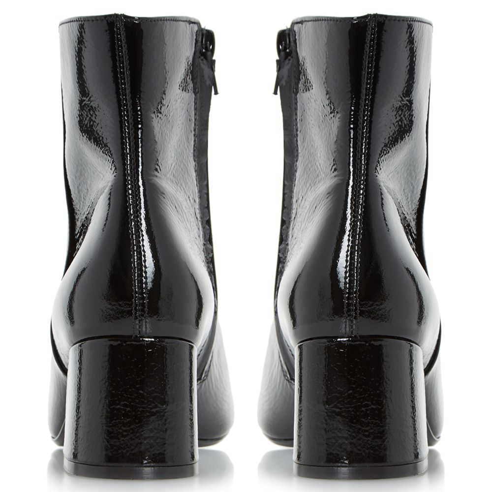 dune black patent boots