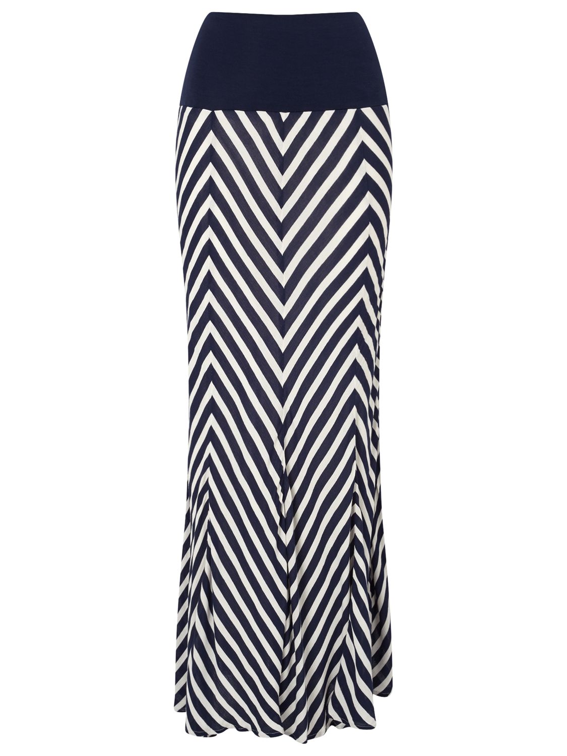 Phase Eight Chevron Stripe Maxi Skirt, Navy/White at John Lewis & Partners