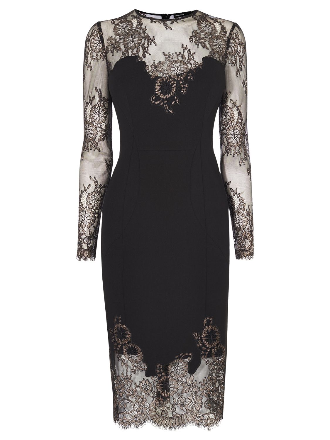 Karen Millen Metallic Lace Dress, Black/Multi at John Lewis & Partners