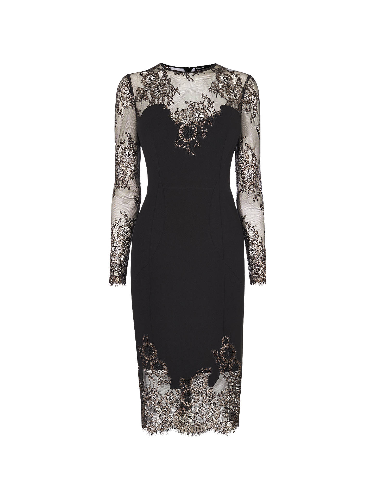 Karen Millen Metallic Lace Dress, Black/Multi at John Lewis & Partners
