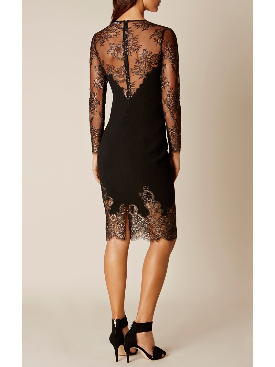 Karen Millen Metallic Lace Dress, Black/Multi