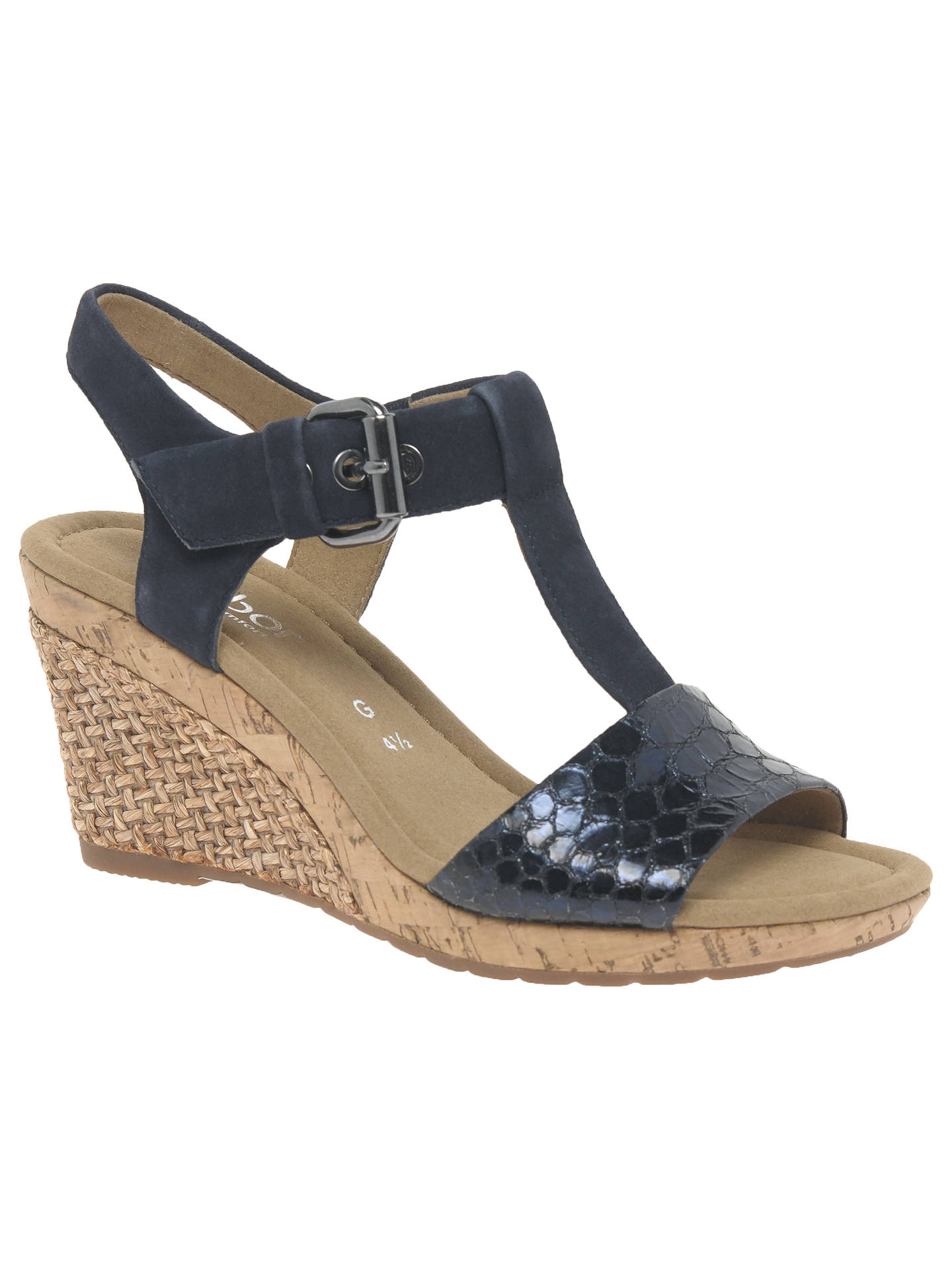 Gabor Karen Wide Fit Wedge Heeled Sandals, Ocean at John Lewis & Partners