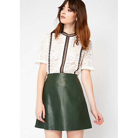 Buy Miss Selfridge PU A-Line Skirt, Dark Green | John Lewis