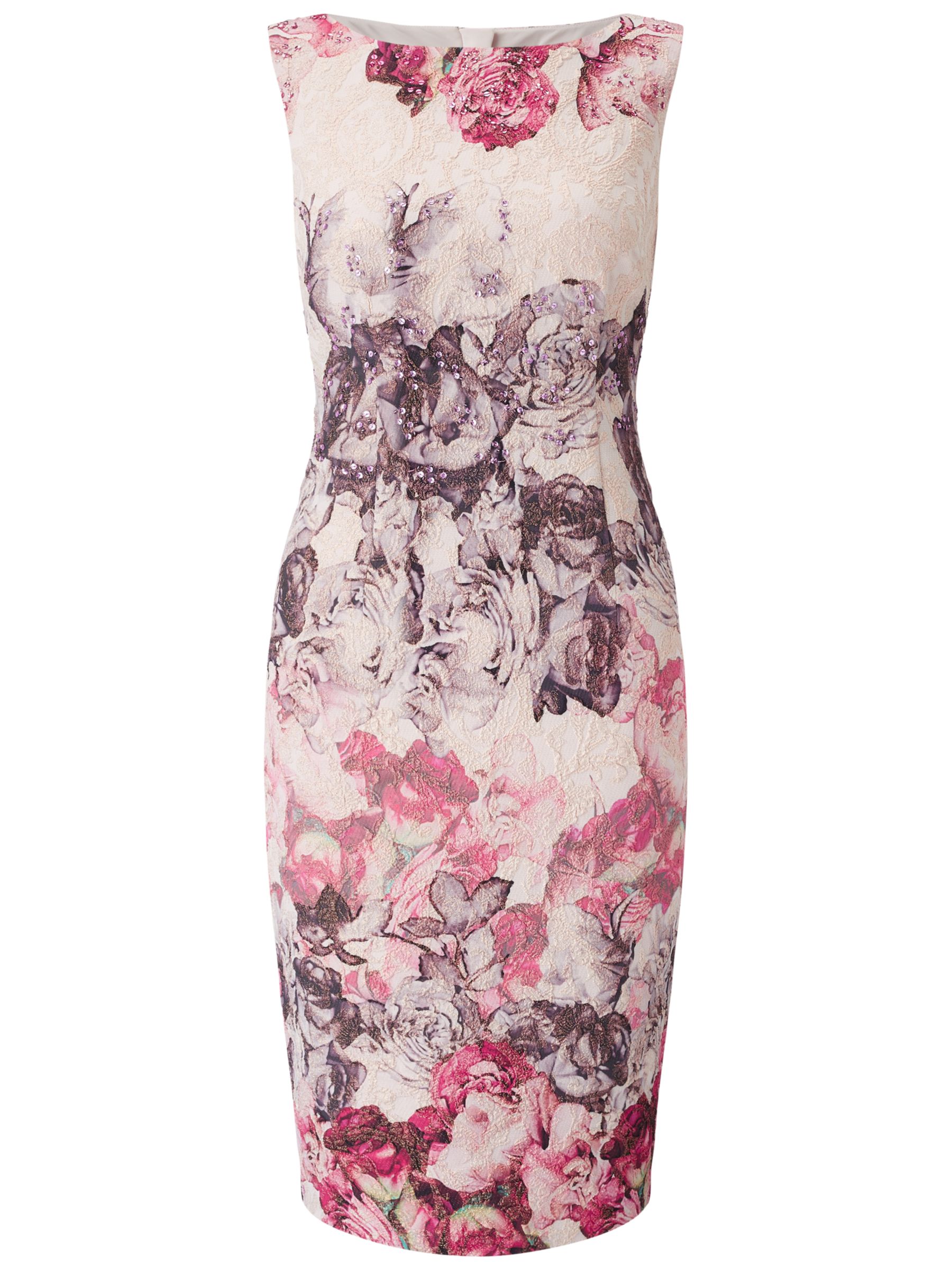 Adrianna Papell Rose Print Sleeveless Sheath Dress, Shell/Multi