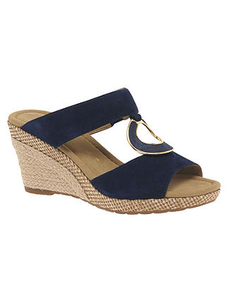 Gabor Sizzle Wide Fit Wedge Heeled Sandals, Blue
