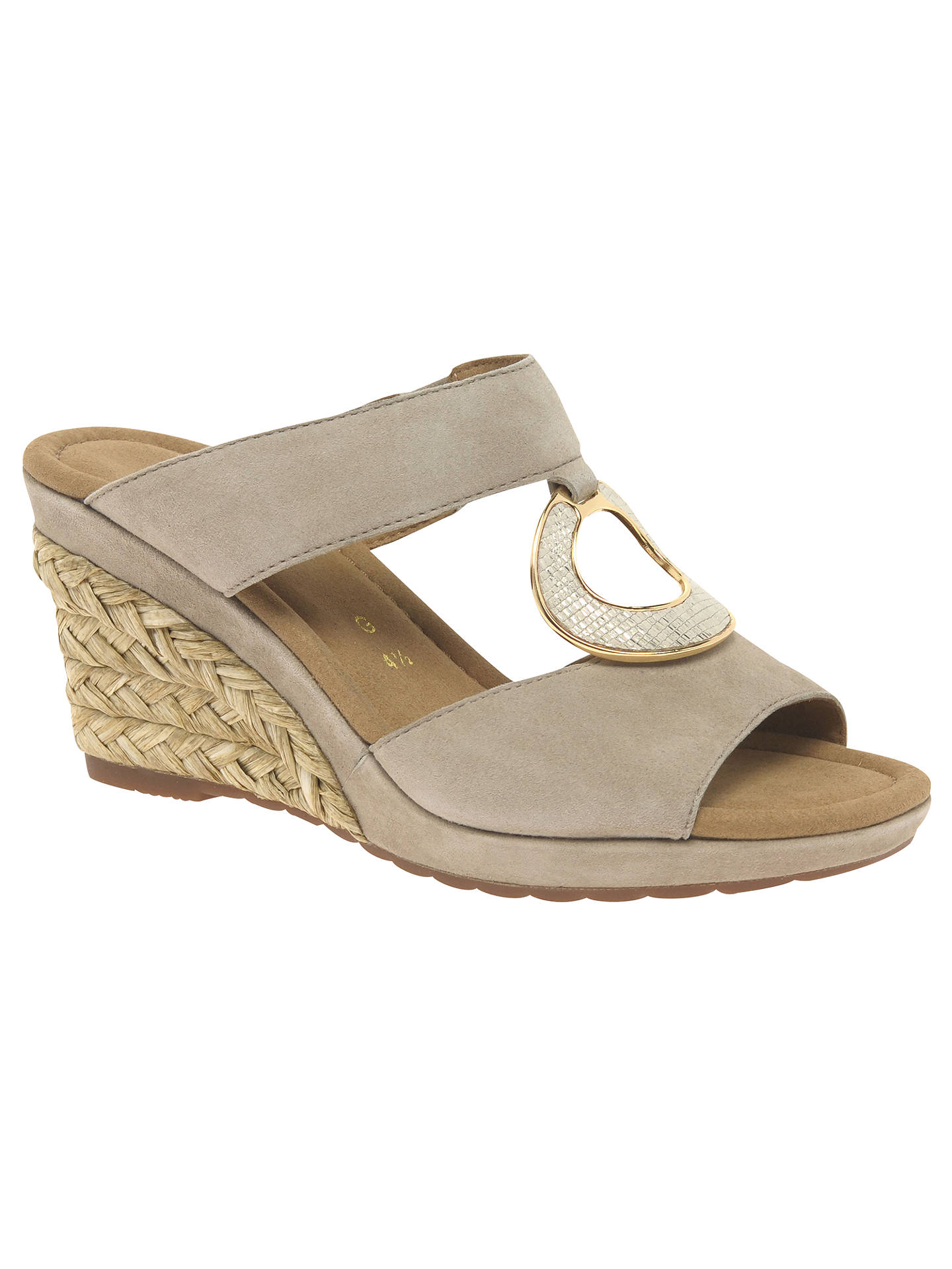 Gabor Sizzle Wide Fit Wedge Heeled Sandals, Beige at John Lewis & Partners