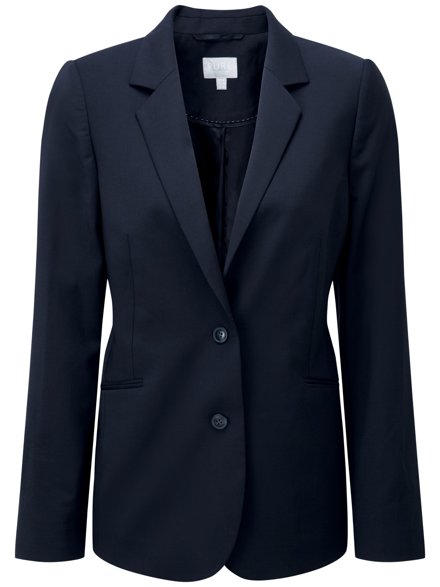 Pure Collection Lydia Wool Blazer, Navy at John Lewis & Partners