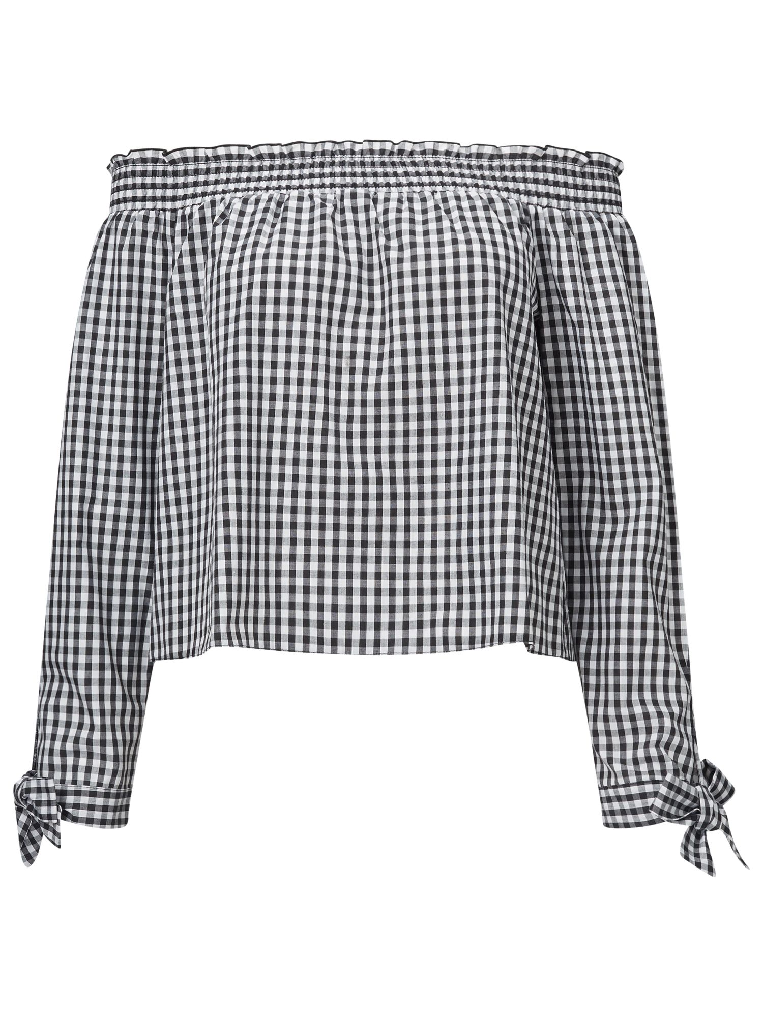 Miss Selfridge Gingham Bardot Top, Multi