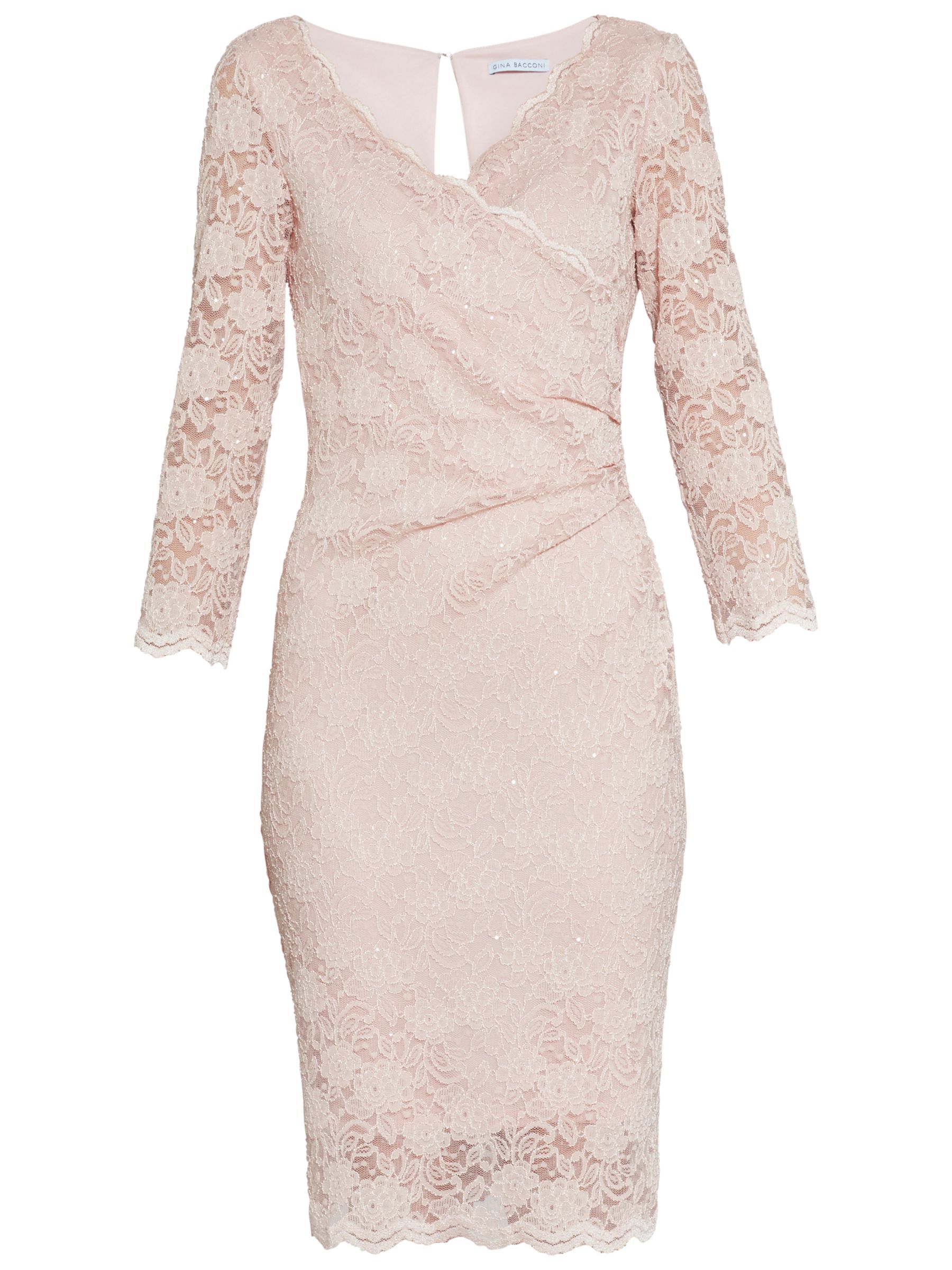 Gina Bacconi Stretch Lace Sequin Dress, Apricot Crush