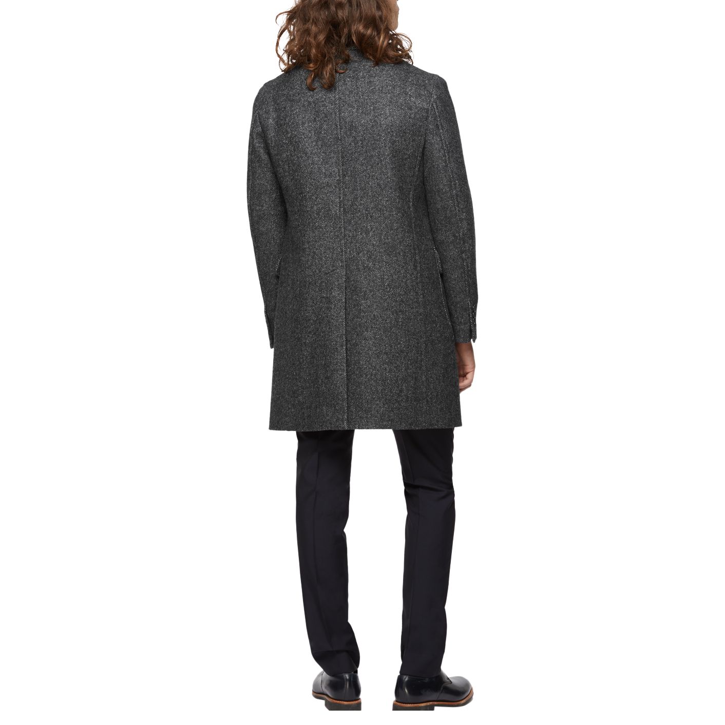 Jigsaw Herringbone Wool Coat, Grey