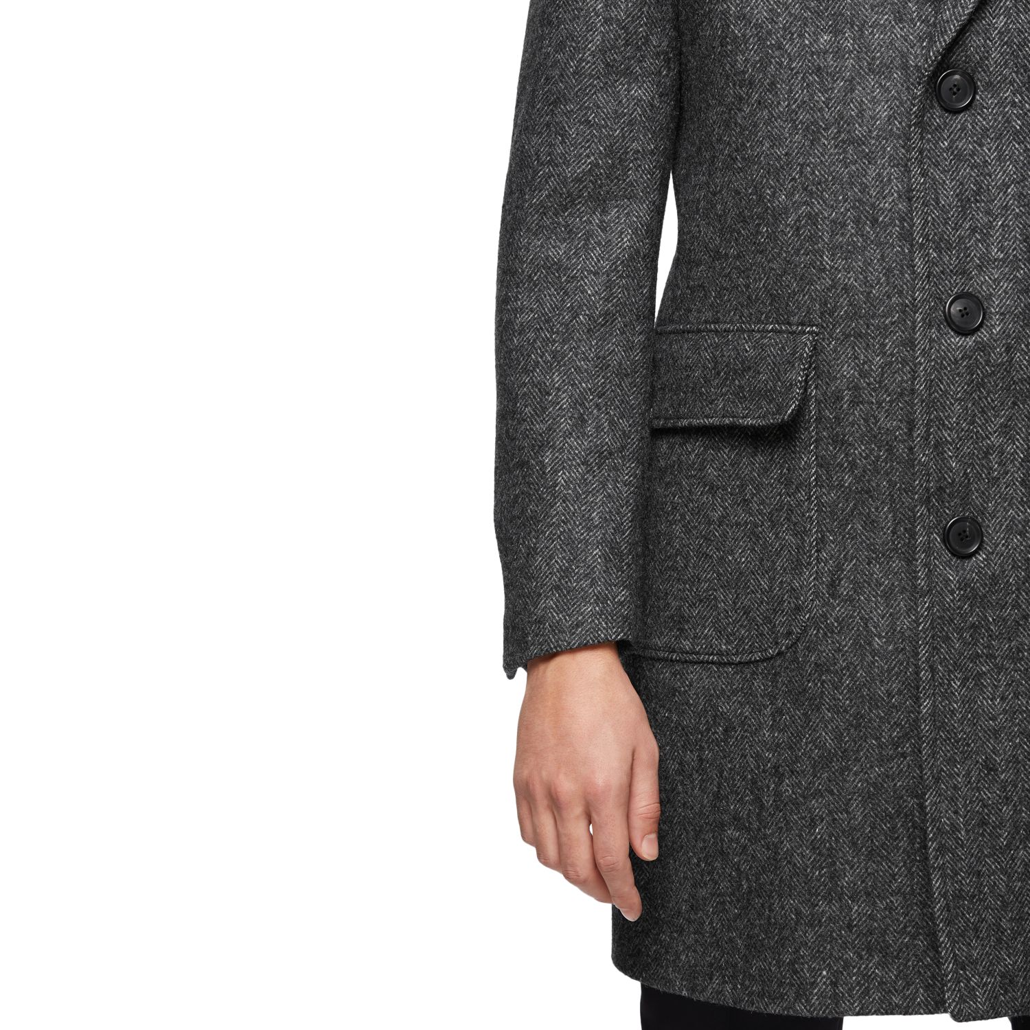 Jigsaw Herringbone Wool Coat, Grey
