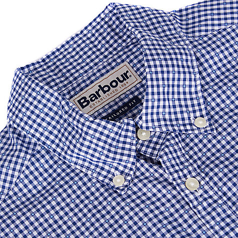 Buy Barbour Hector Micro Gingham Short Sleeve Shirt, Navy | John Lewis
