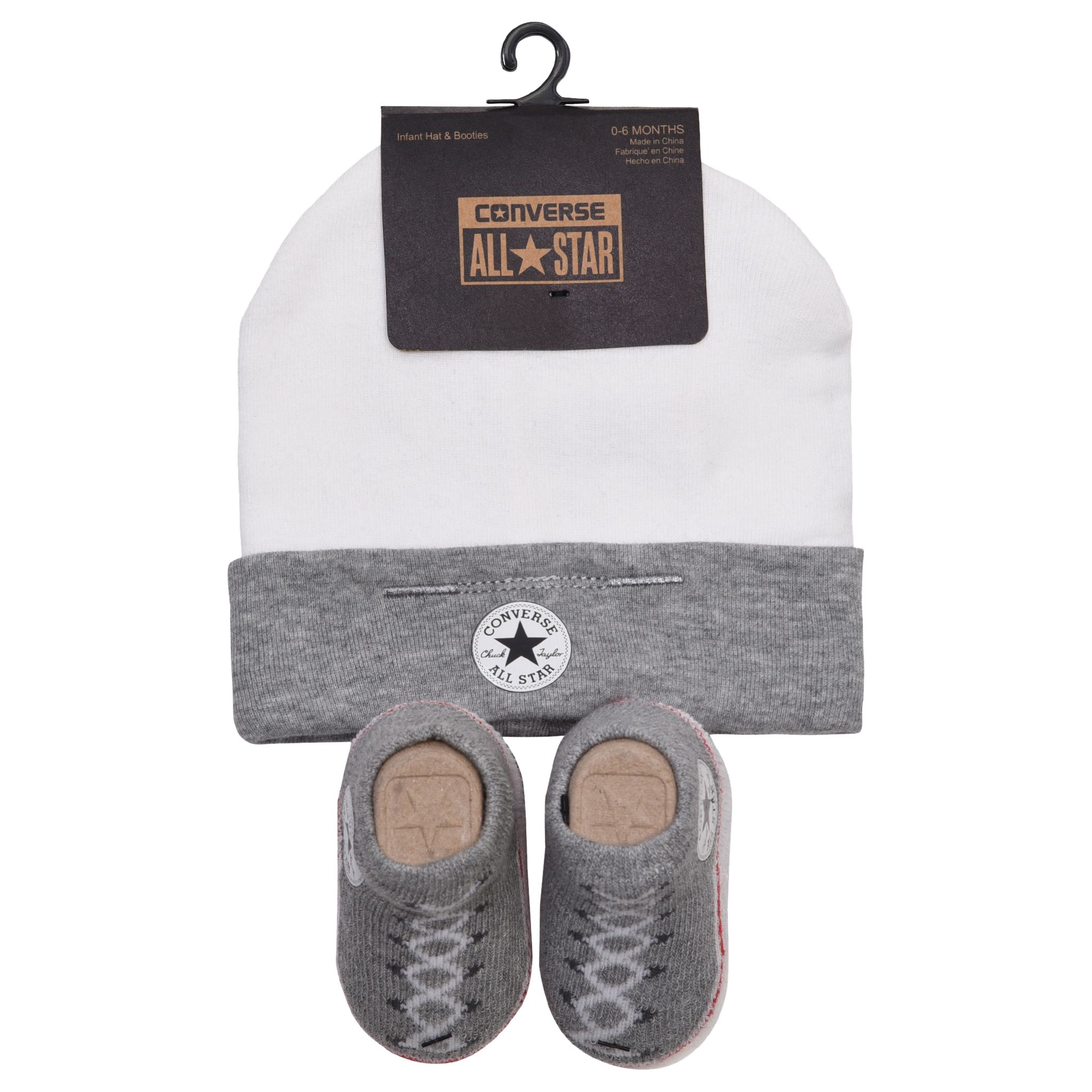 Converse Baby Chuck Patch Hat & Bootie Set, One Size, Vintage Grey, 0-6  months
