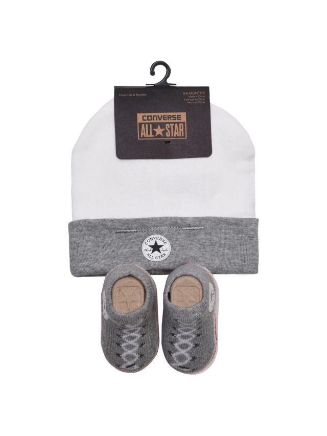Converse Baby Vintage One Set, months Bootie & Size, 0-6 Chuck Grey, Patch Hat