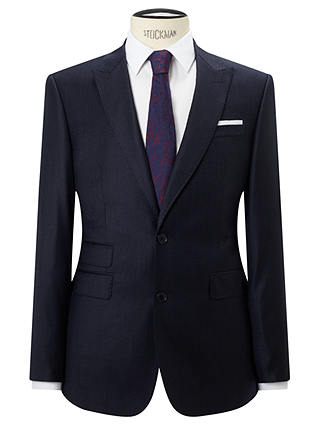John Lewis & Partners Super 120s Wool Stripe Tailored Fit Suit Jacket, Navy