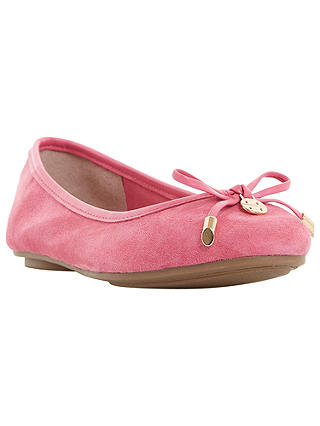 Dune Hype Bow Ballet Pumps, Pink Suede