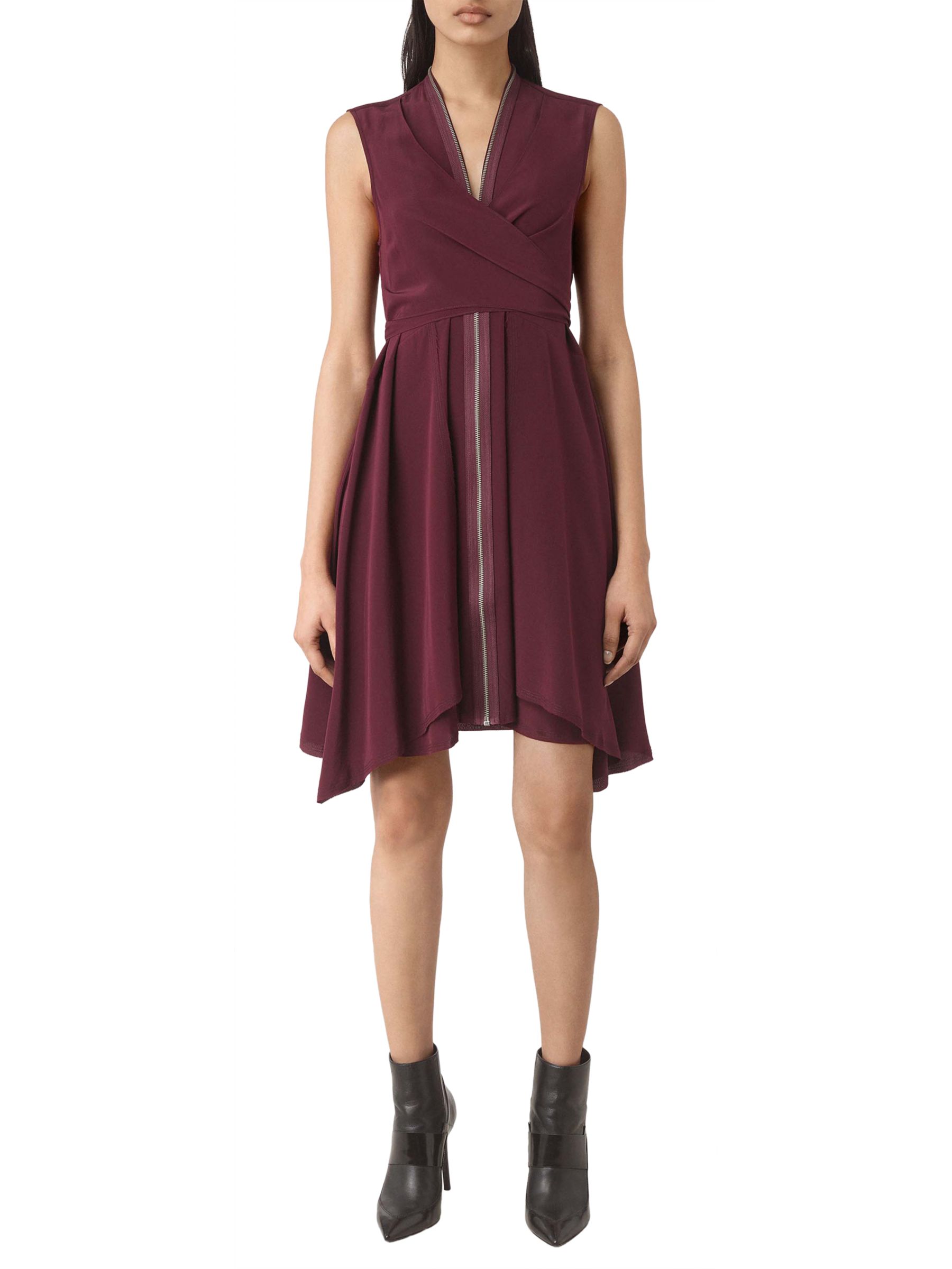 AllSaints Jayda Dress | Maroon at John Lewis & Partners
