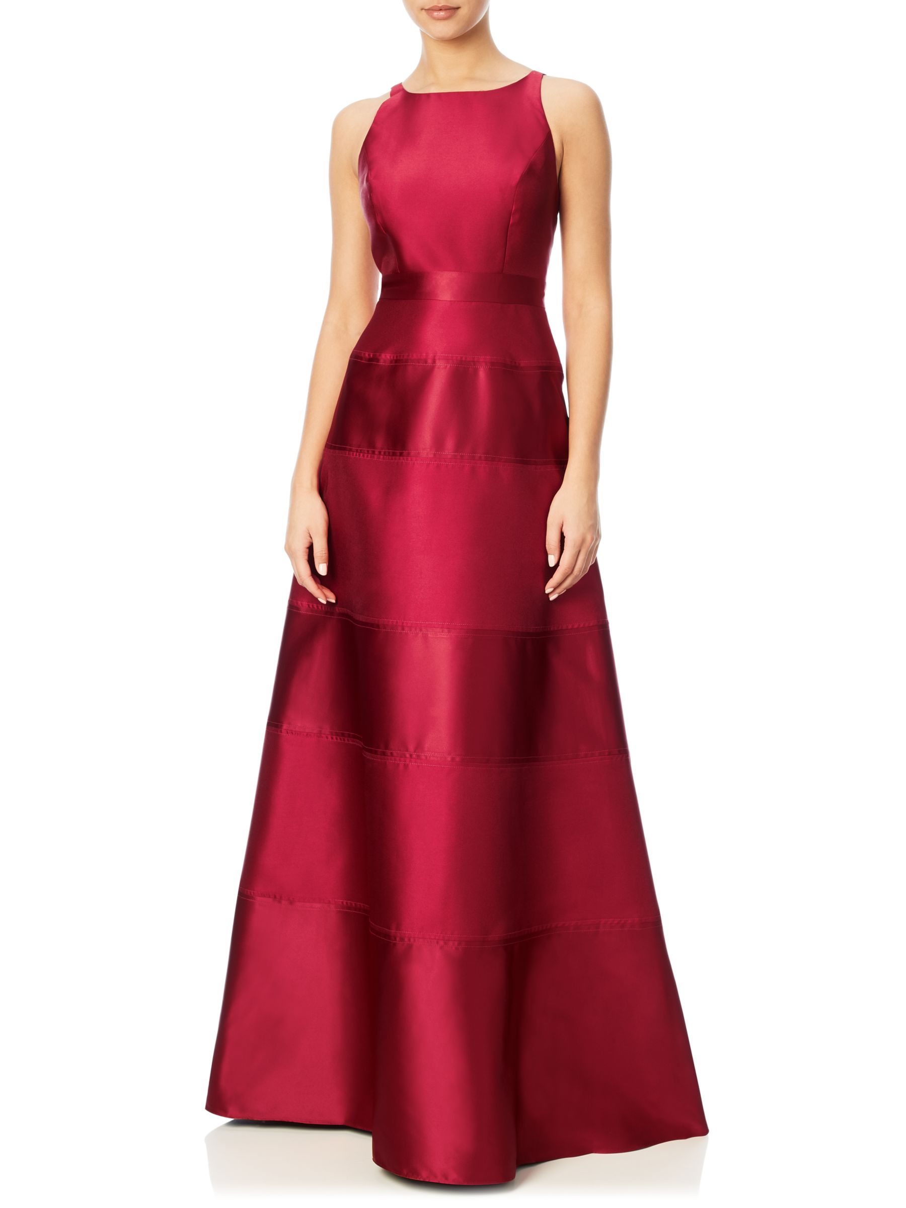 Adrianna Papell Halter Mikado Satin Stripe Gown, Crimson at John Lewis ...