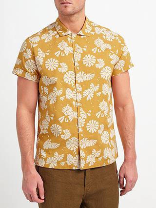 JOHN LEWIS & Co. Printed Flower Short Sleeve Shirt, Gold