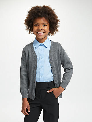 John Lewis & Partners The Basics Unisex School Cardigan, Pack of 2, Grey