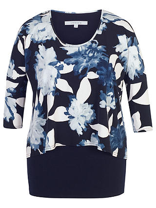 Chesca Floral Print Layered Jersey Tunic Top, Navy