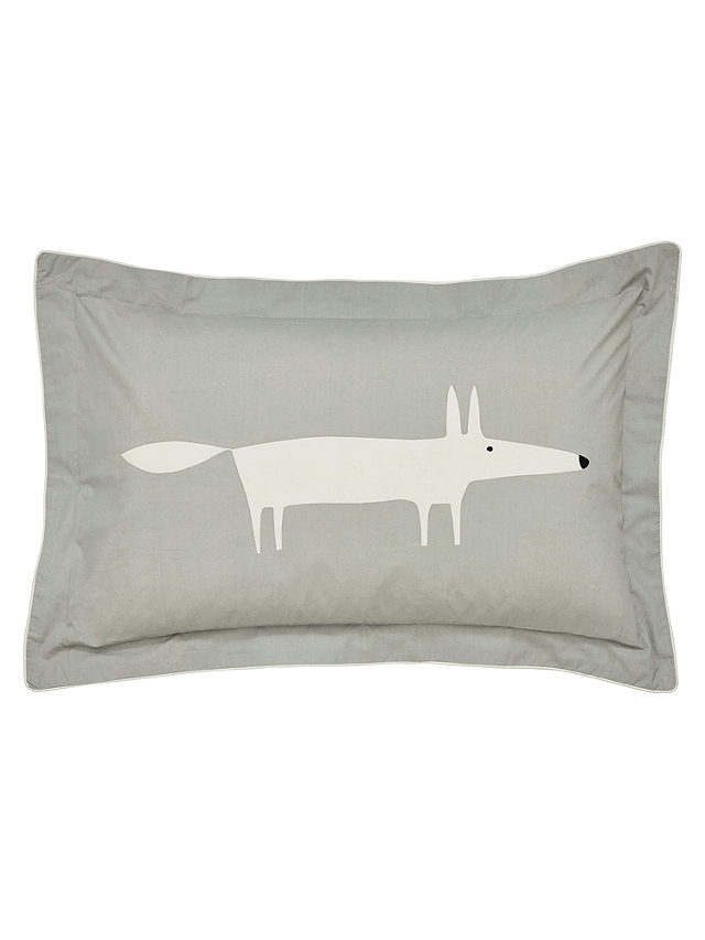 Scion Mr Fox Cotton Standard Pillowcase Pair, Silver
