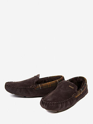 Barbour Monty Suede Slippers, Chocolate