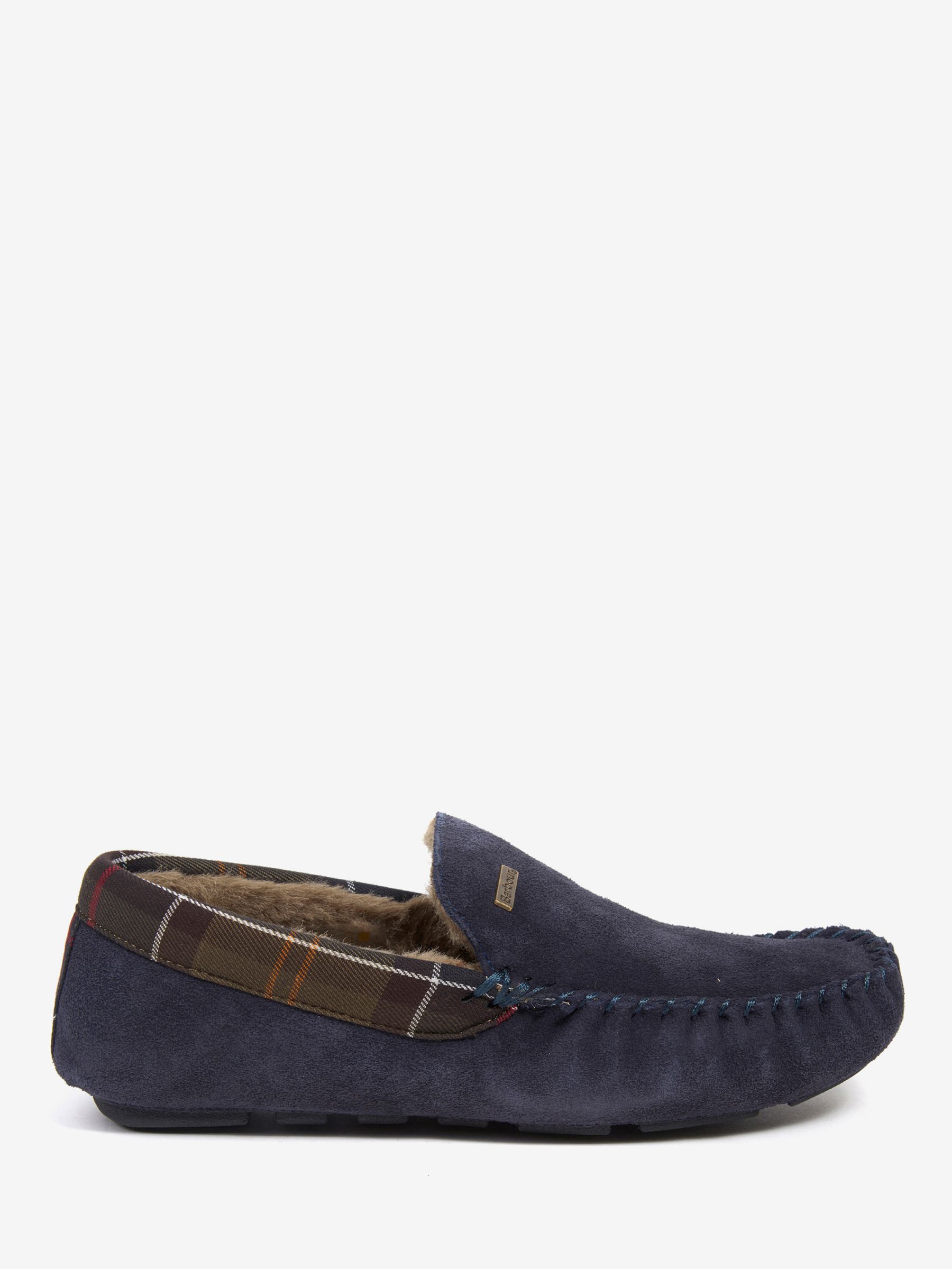 Barbour Monty Suede Slippers, Navy at John Lewis & Partners