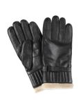 Barbour Leather with Faux Fur Gloves, Black