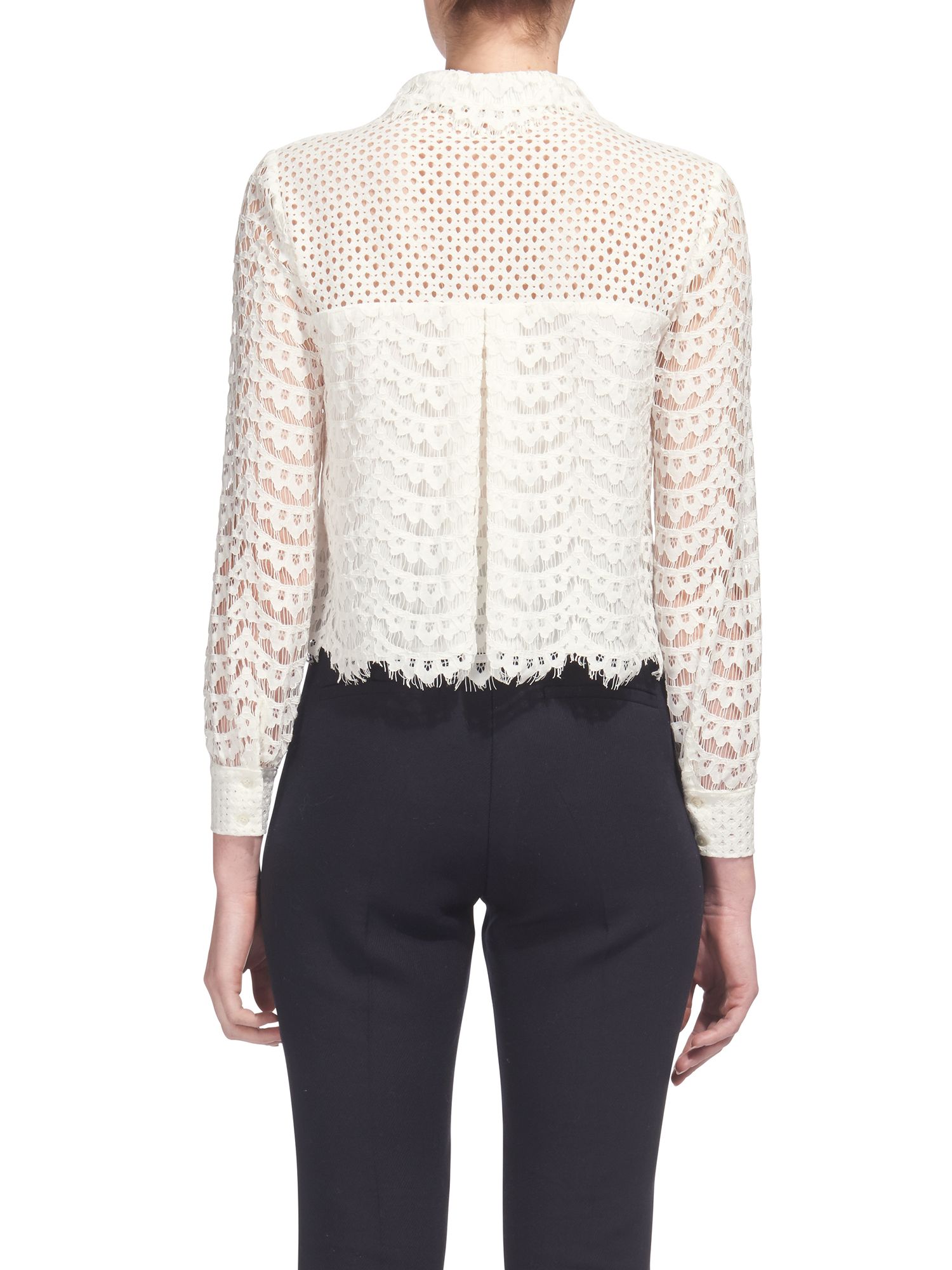 Whistles Penny Lace Top, Ivory at John Lewis & Partners