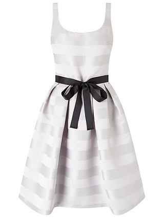 Miss Selfridge Stripe Prom Dress, Grey