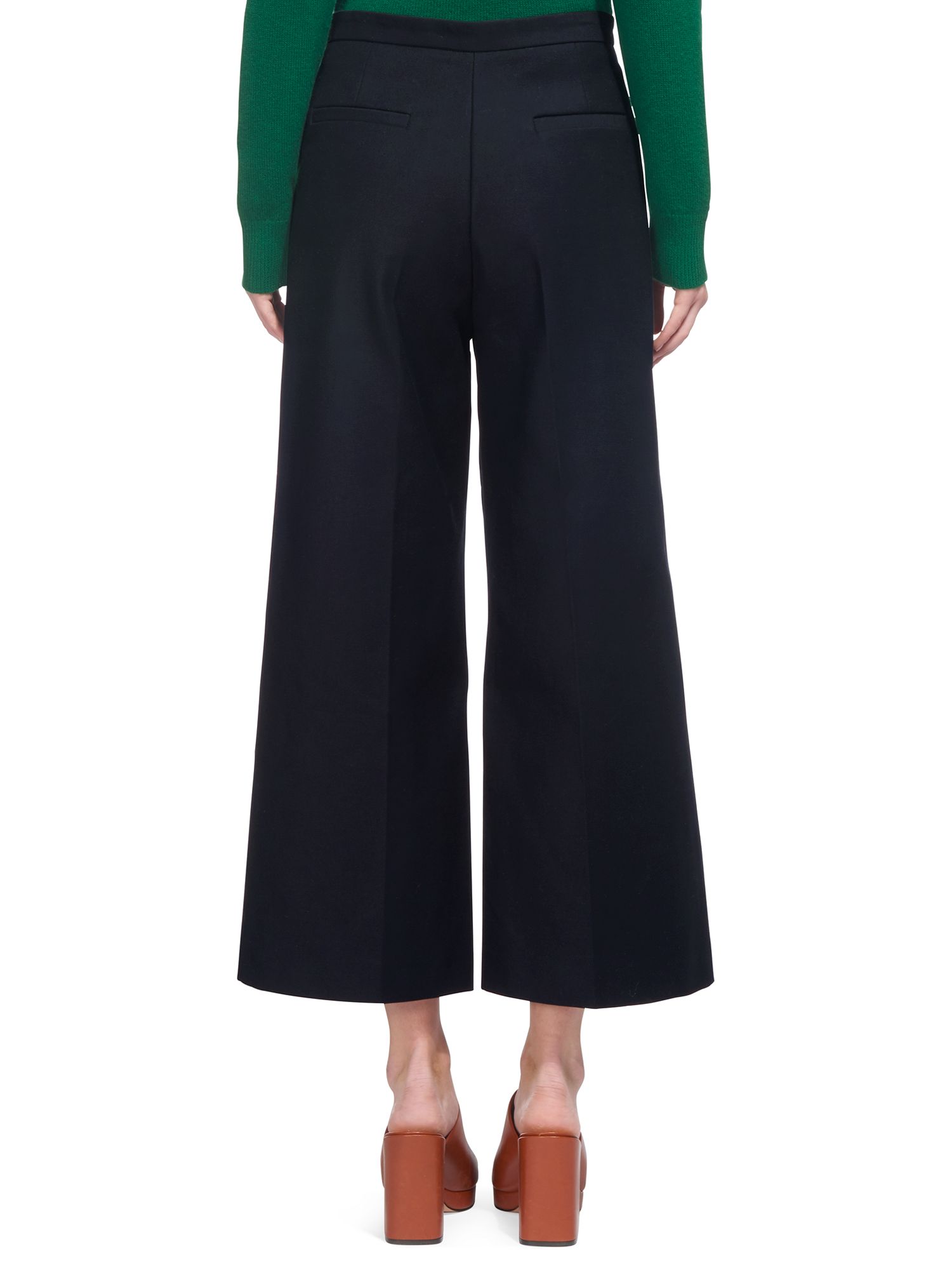 navy cotton cropped trousers