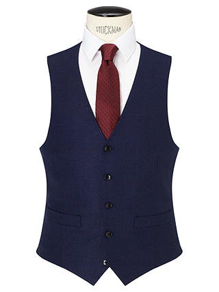 John Lewis & Partners Super 100s Wool Flannel Pindot Tailored Fit Waistcoat, Blue