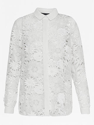French Connection Manzoni Lace Long Sleeve Shirt, Summer White