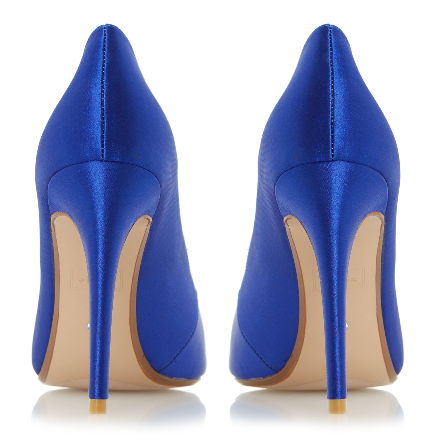 blue satin court shoes