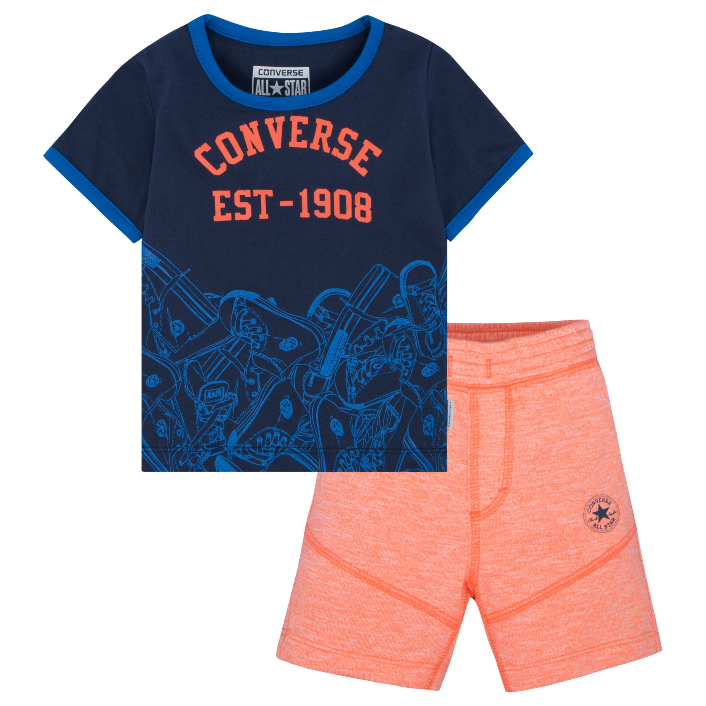 Converse Baby Sneaker Toss T-Shirt and Shorts Set, Navy/Orange