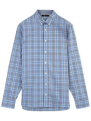 Jaeger Overpane Check Relaxed Fit Shirt, Light Blue