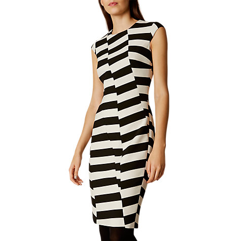 Buy Karen Millen Mixed Stripe Pencil Dress, Black/White | John Lewis