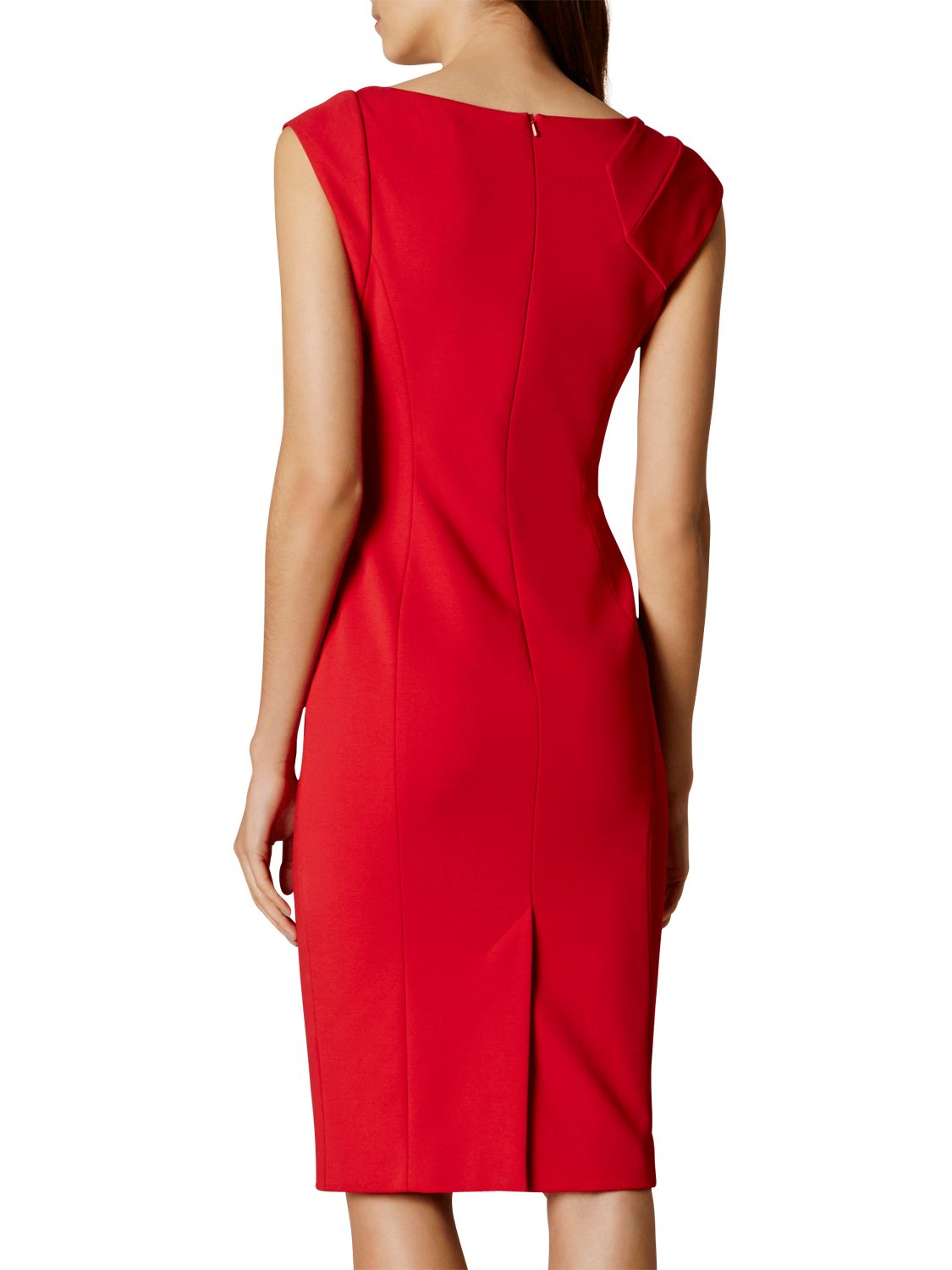 Karen Millen Fold Detail Pencil Dress, Red at John Lewis & Partners