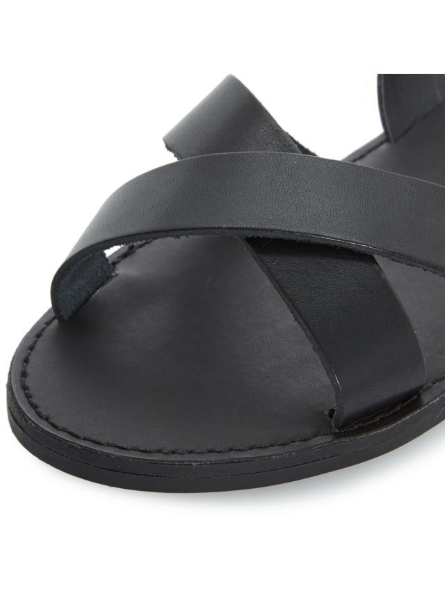 Dune Laila Cross Vamp Leather Sandals, Black, 3