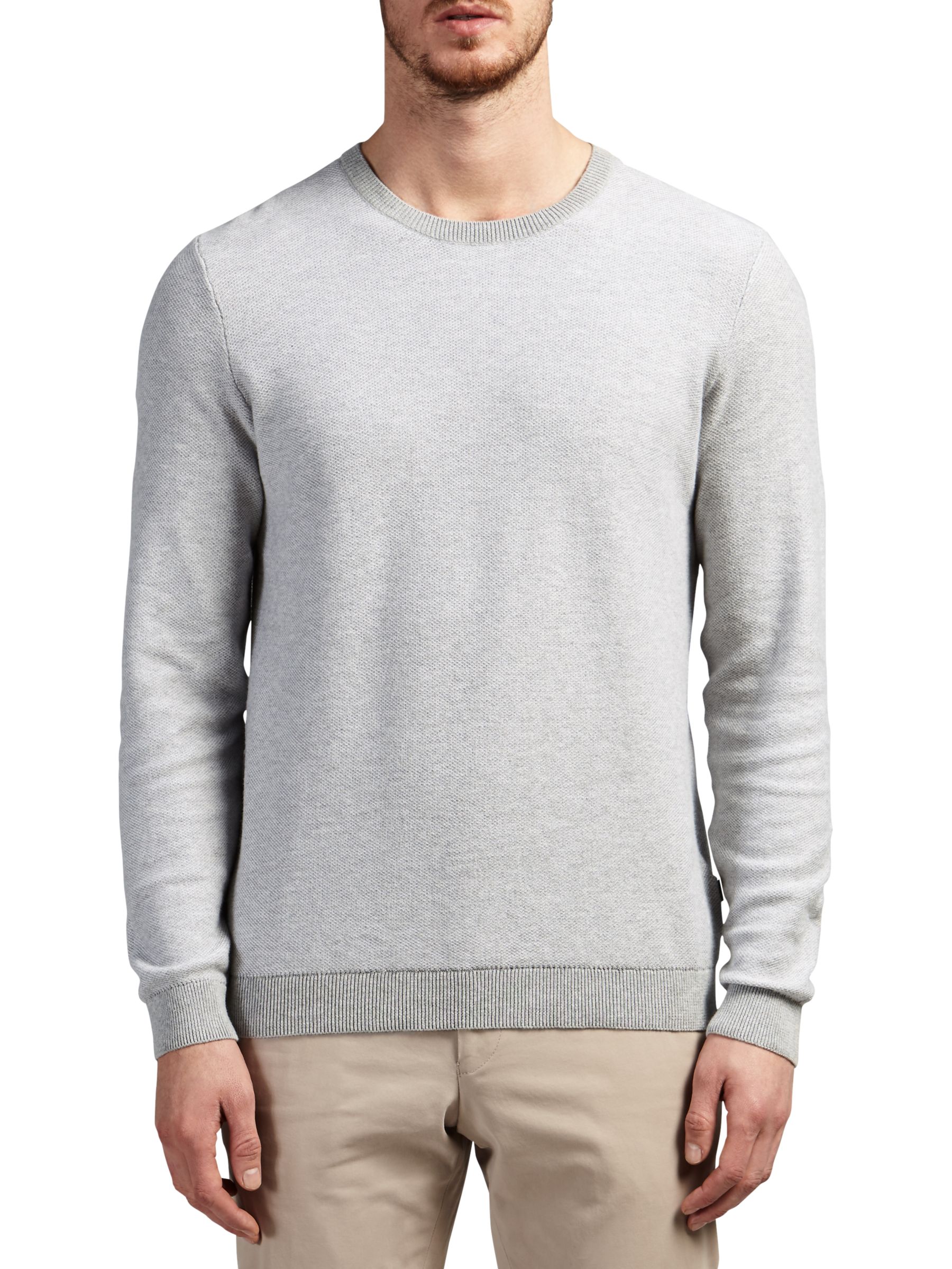 HUGO by Hugo Boss Sarmon Finely Patterned Jumper, Open Grey, M
